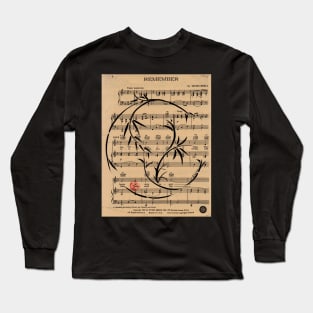 Remember - Sumie Enso Ink Brush Painting on Vintage Sheet Music - Irving Berlin Long Sleeve T-Shirt